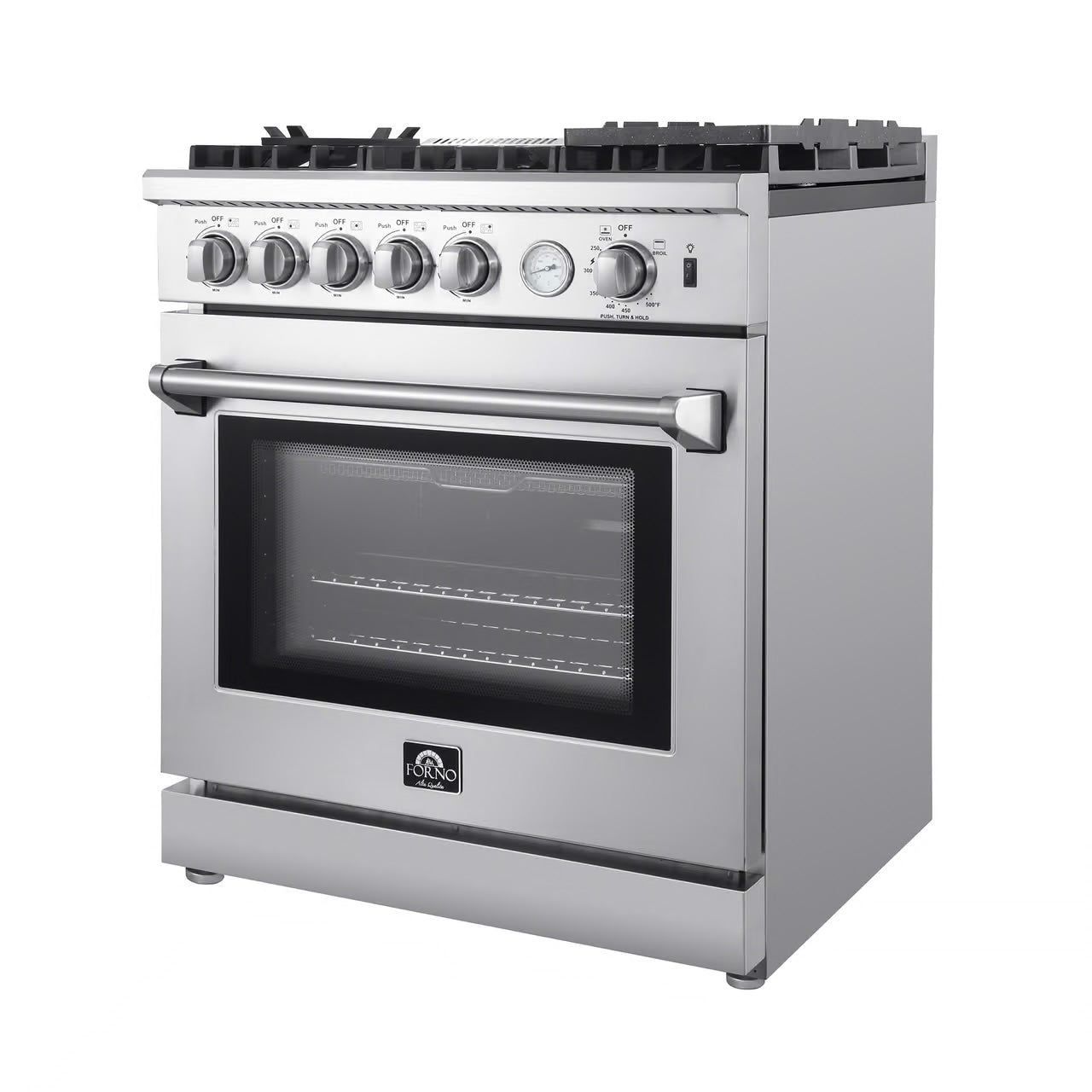 Lazio 30-Inch Freestanding Gas Range, 4 Burners, Convection Oven, Energy Efficient