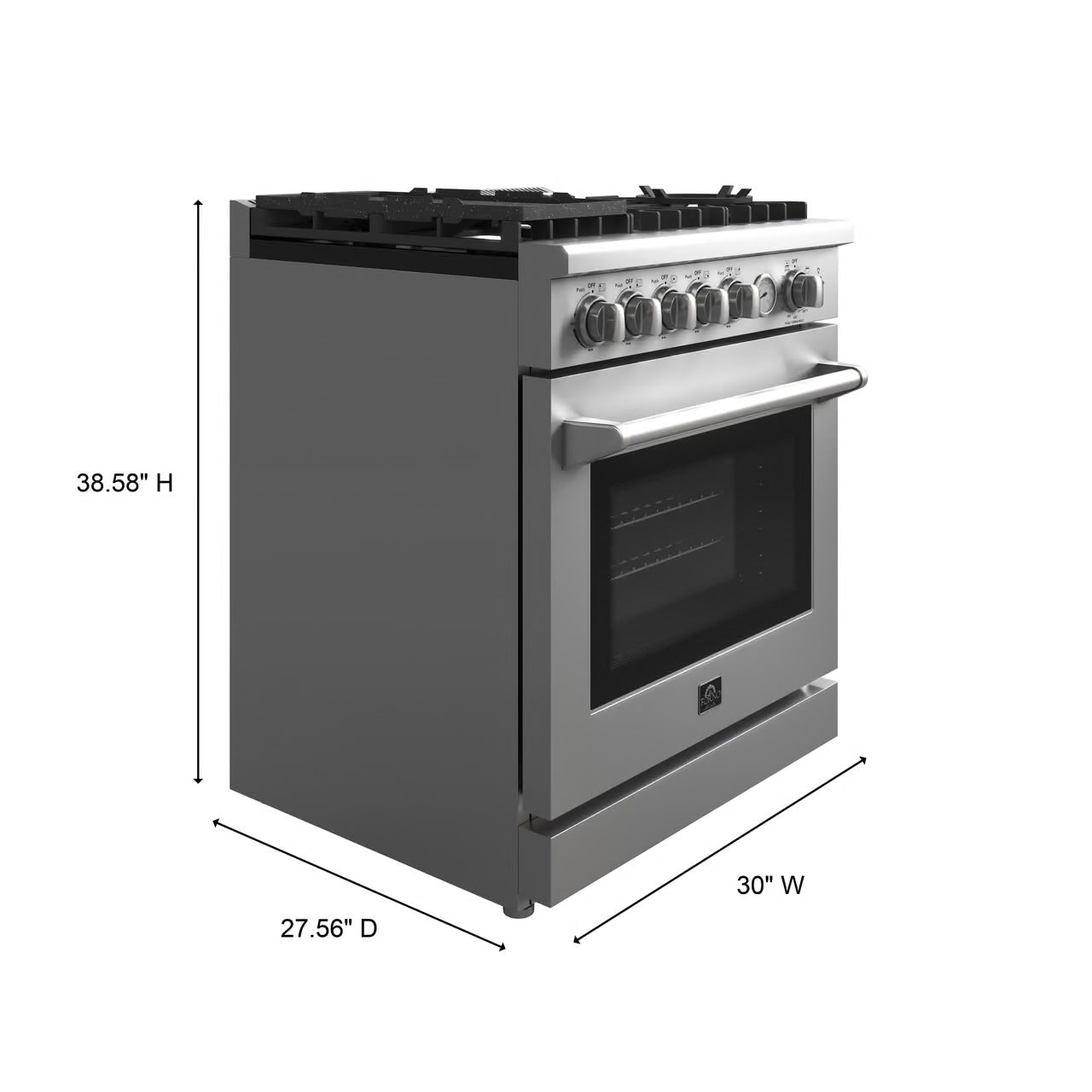 Lazio 30-Inch Freestanding Gas Range, 4 Burners, Convection Oven, Energy Efficient