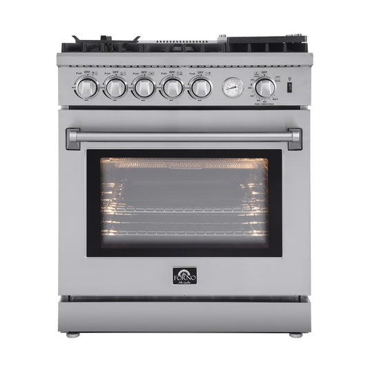 Lazio 30-Inch Freestanding Gas Range, 4 Burners, Convection Oven, Energy Efficient