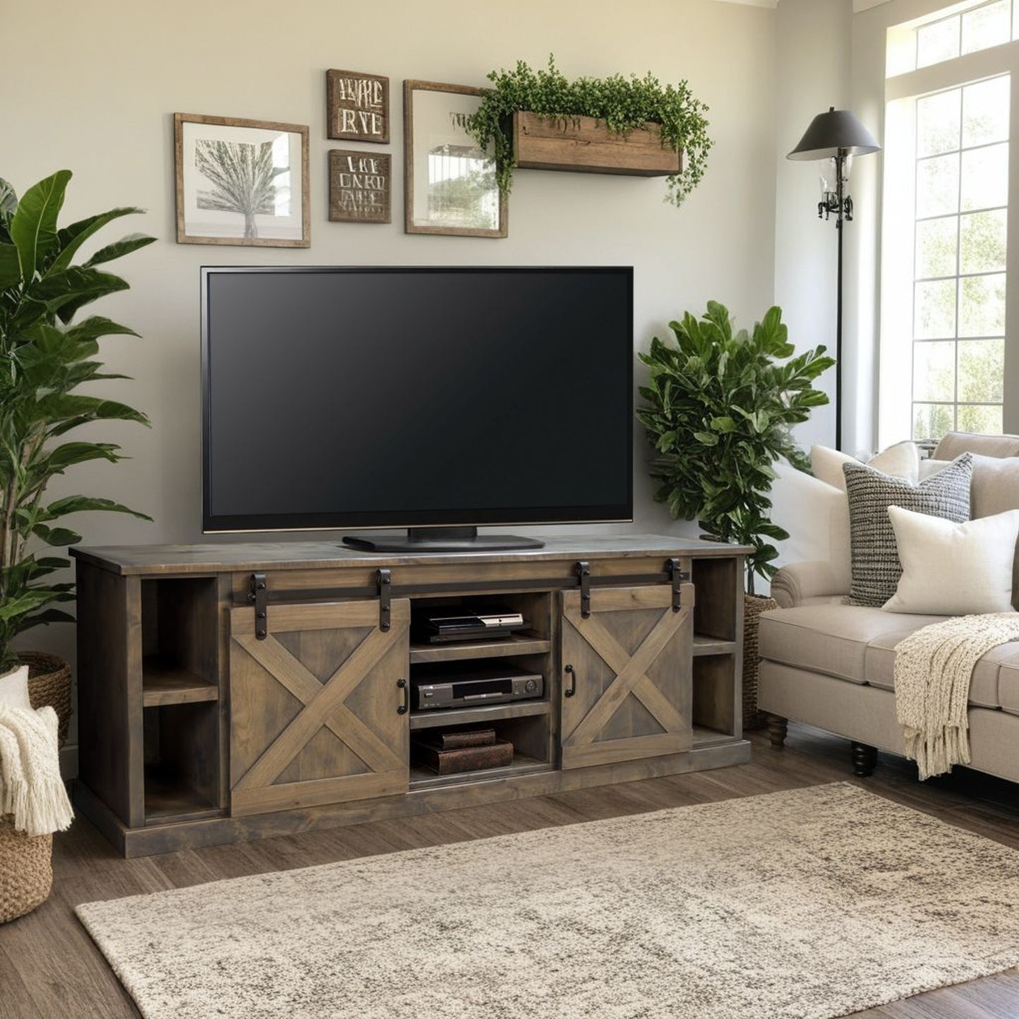 Farmhouse 85" TV Stand - Barnwood