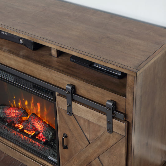 Farmhouse 94" Fireplace TV Stand - Barnwood