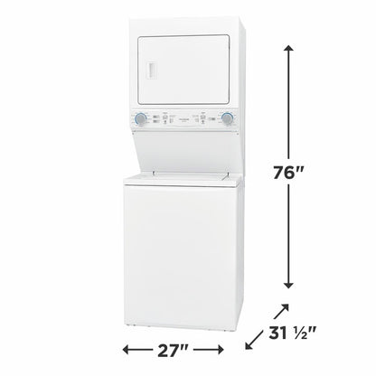 Combinación de lavadora y secadora eléctrica de 3.9 pies cúbicos y 5.5 pies cúbicos en blanco con ciclo de lavado y secado rápido y ciclo de lavado MaxFill