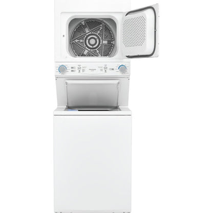 Combinación de lavadora y secadora eléctrica de 3.9 pies cúbicos y 5.5 pies cúbicos en blanco con ciclo de lavado y secado rápido y ciclo de lavado MaxFill