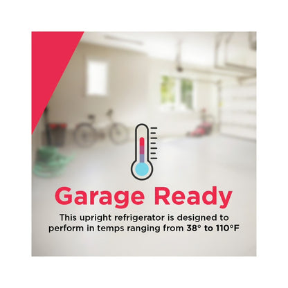 Refrigerador sin congelador de 20 pies cúbicos listo para garaje en color blanco con alarma de temperatura y puerta con cierre automático, ENERGY STAR