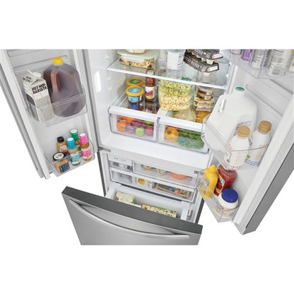 Refrigerador de puerta francesa de 31.5 pulgadas y 18 pies cúbicos con profundidad de mostrador y aspecto de acero inoxidable resistente a las huellas dactilares