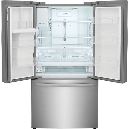 Refrigerador de 28 pies cúbicos con puerta francesa y profundidad estándar en acero inoxidable, certificación ENERGY STAR