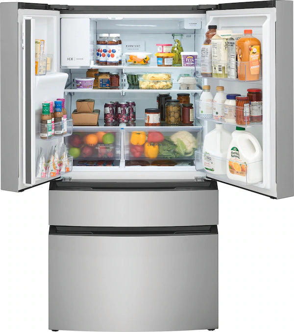 Refrigerador de 26 pies cúbicos con puerta francesa, 4 puertas y profundidad estándar