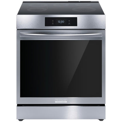 Galería 30 pulgadas 6.2 pies cúbicos. Cocina de inducción deslizable con 5 quemadores, con convección total y freidora de aire, acero inoxidable a prueba de manchas