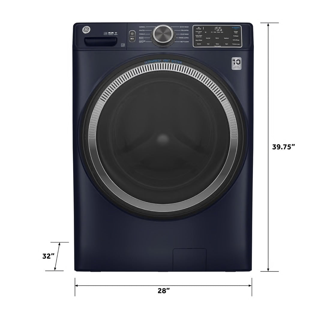 4.8 cu. ft. Smart Sapphire Blue Front Load Washer with OdorBlock UltraFresh Vent System and Sanitize with Oxi