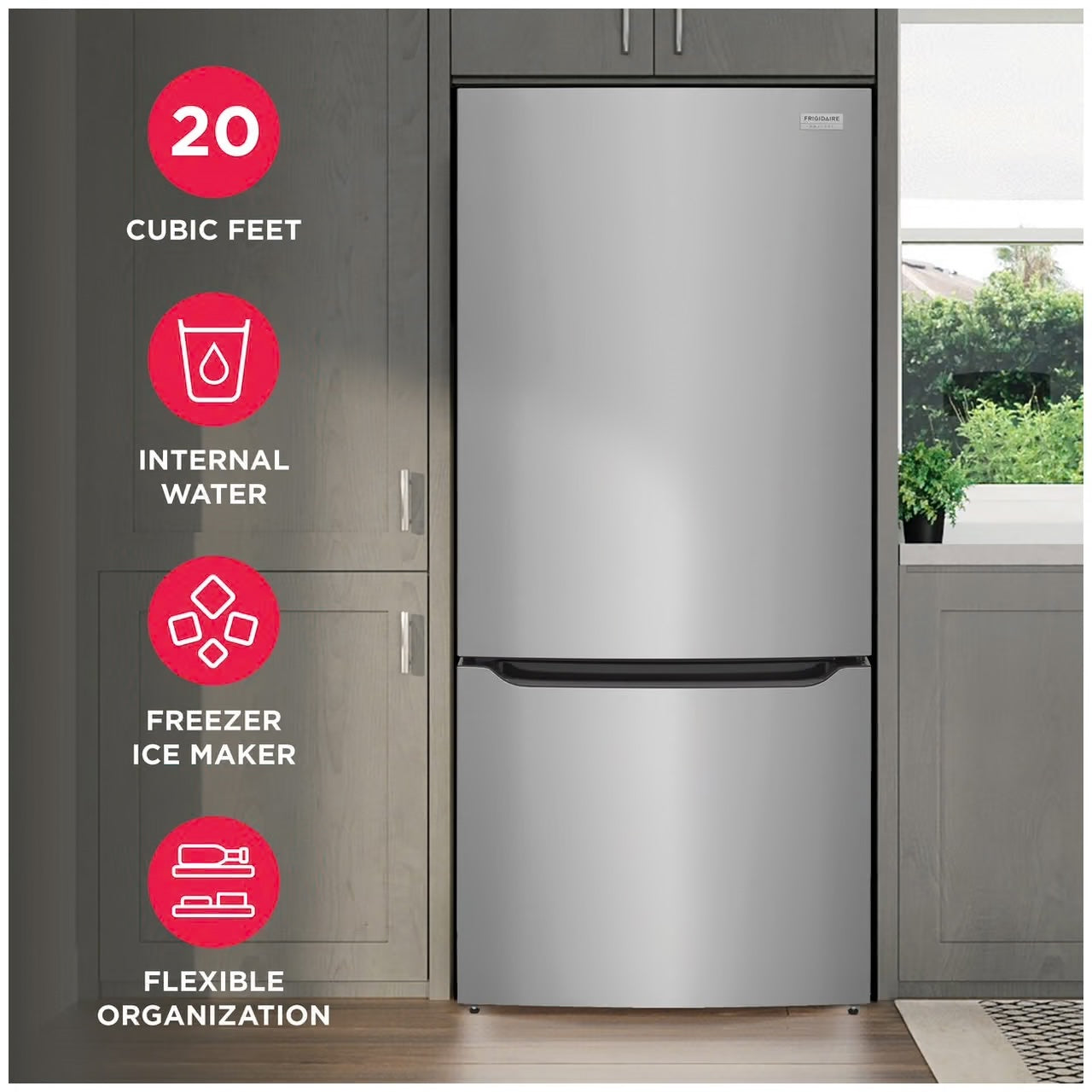 Gallery 30 in. 20.3 cu. ft. Bottom Freezer Refrigerator in Smudge-Proof Stainless Steel with Internal Water Dispenser