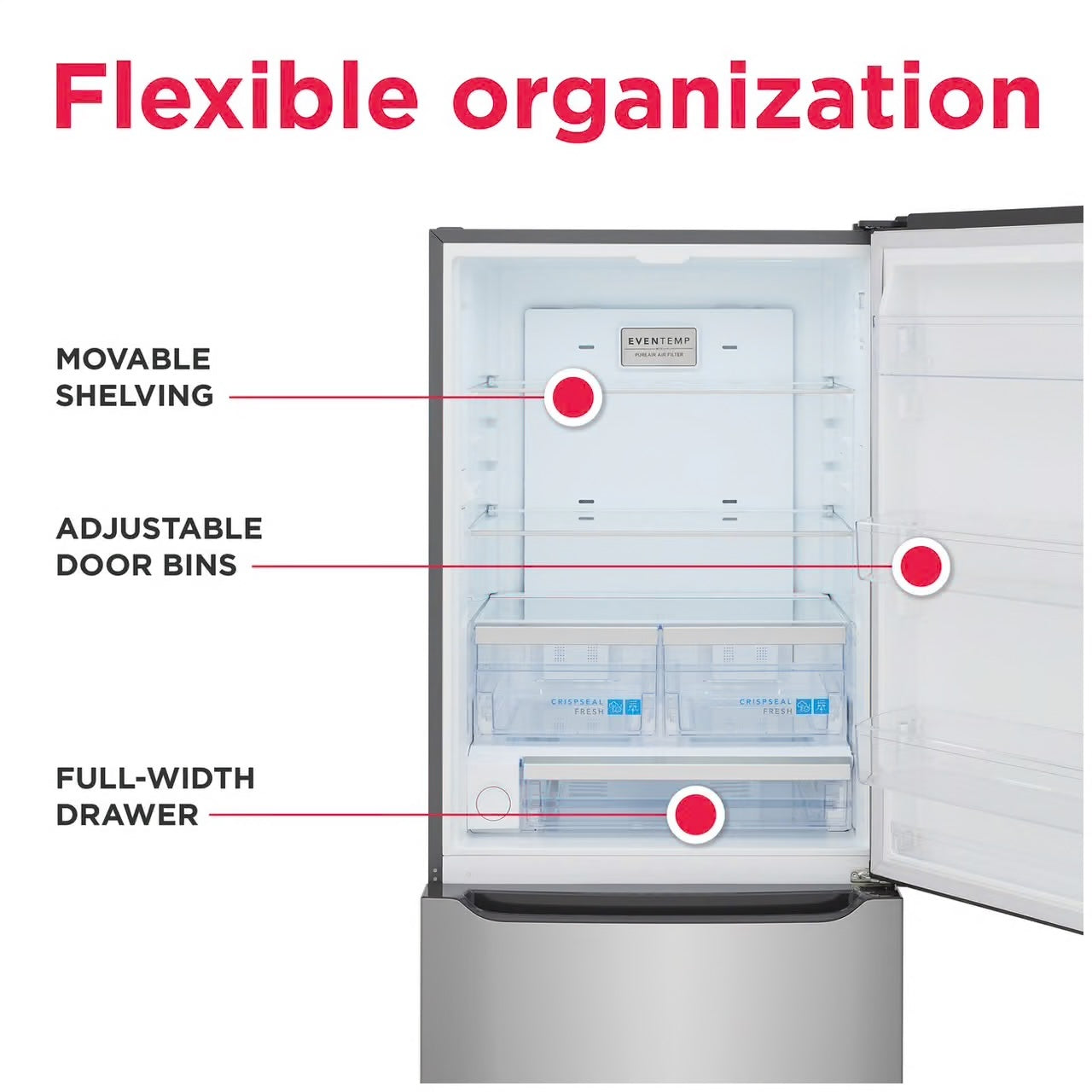 Gallery 30 in. 20.3 cu. ft. Bottom Freezer Refrigerator in Smudge-Proof Stainless Steel with Internal Water Dispenser