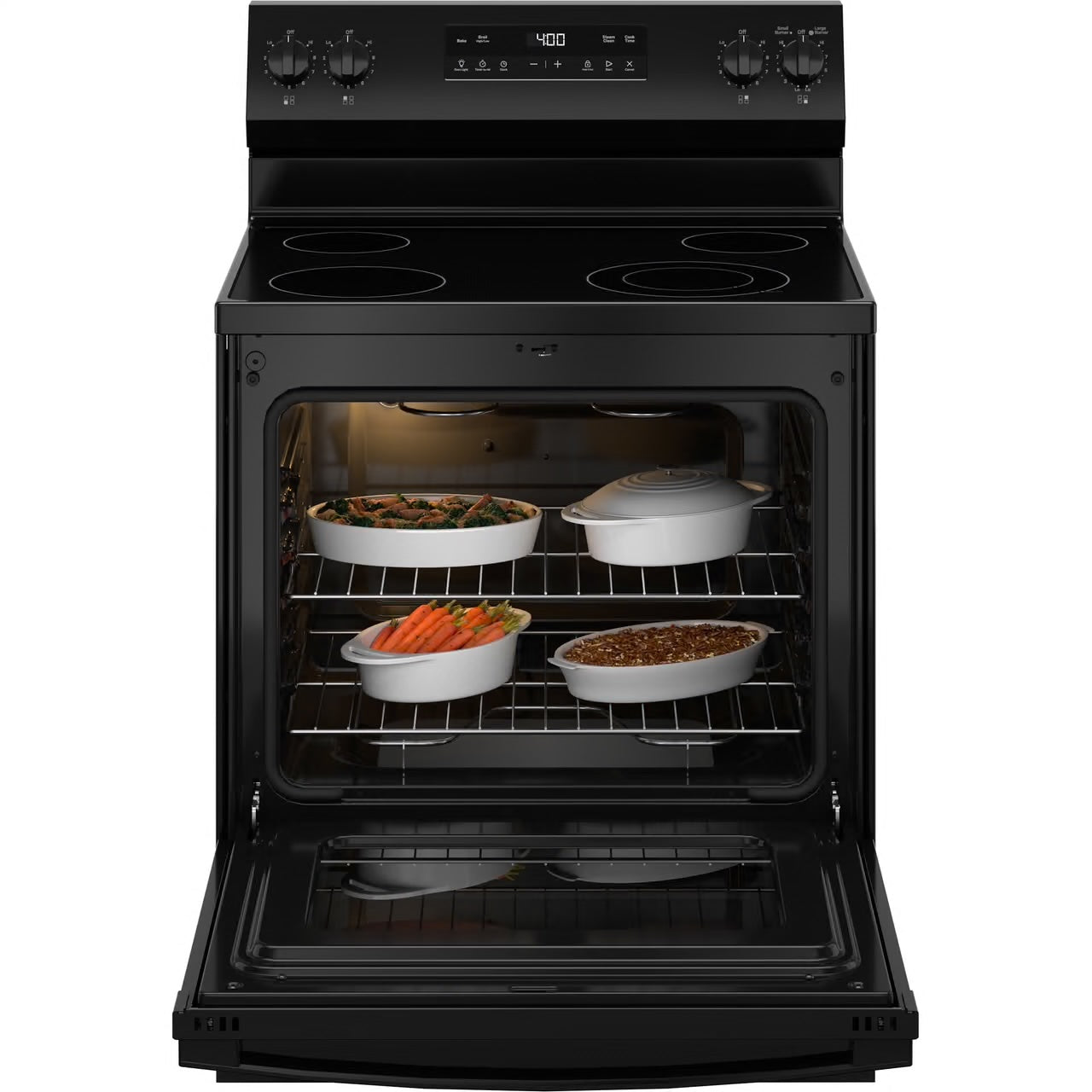 30 in. 4 Burner Element Free-Standing Electric Range in Black