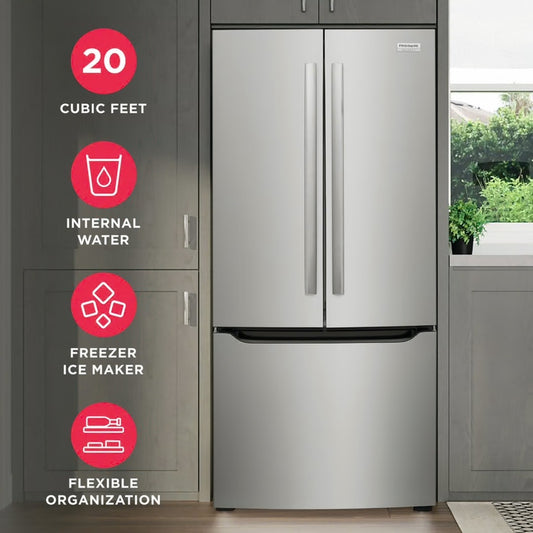 Gallery 30 in. 20 cu. ft. Standard Depth French Door Refrigerator in Stainless Steel with Internal Water Dispenser