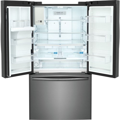 36 in. Gallery 28 cu. ft. Standard Depth French Door Refrigerator in Smudge-Proof Black Stainless Steel