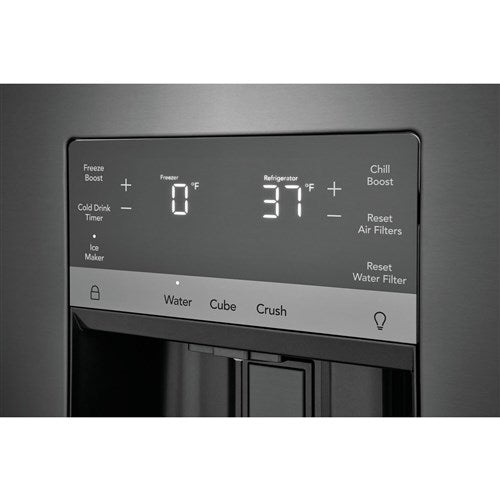 36 in. Gallery 28 cu. ft. Standard Depth French Door Refrigerator in Smudge-Proof Black Stainless Steel