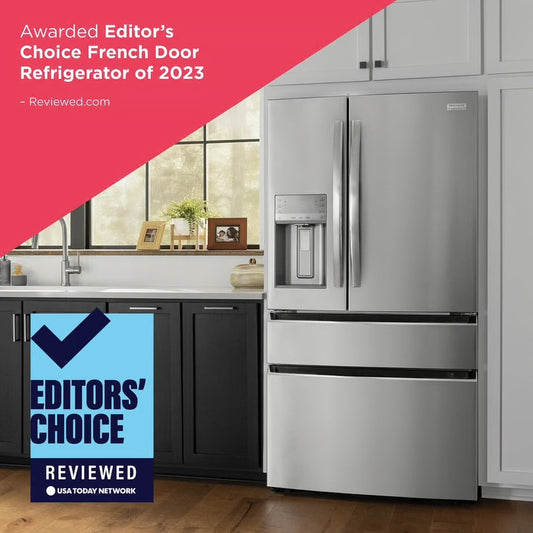 Gallery 36 in. 22 cu. ft. Counter-Depth 4-Door French Door Refrigerator in Smudge-Proof Stainless Steel