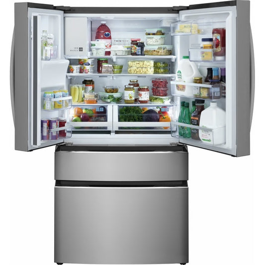 Gallery 36 in. 26.3 cu. ft. 4-Door French Door Standard Depth Refrigerator in Smudge-Proof Stainless Steel