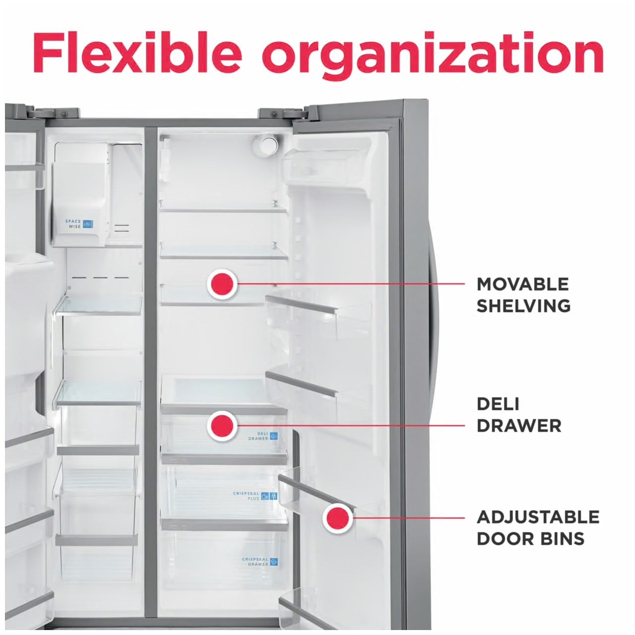 Gallery 36 in. 26 cu. ft. Standard Depth Side by Side Refrigerator in Smudge-Proof Stainless Steel, ENERGY STAR