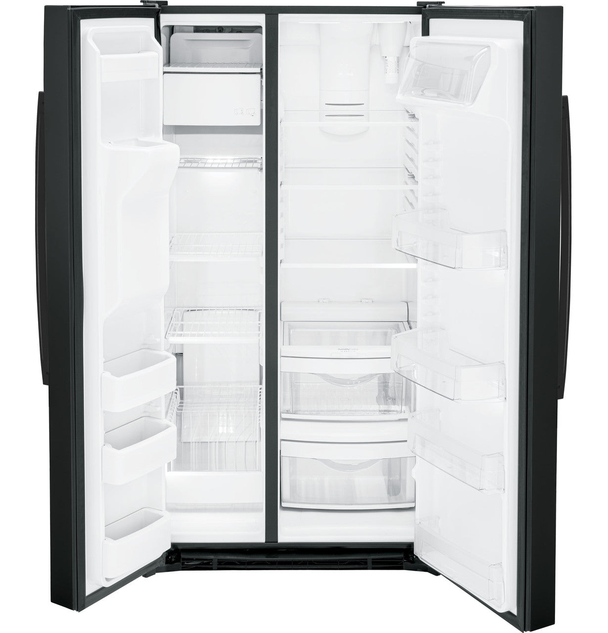 25.3 cu. ft. Side-by-Side Refrigerator in Black, Standard Depth