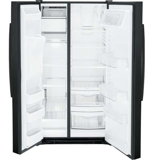 25.3 cu. ft. Side-by-Side Refrigerator in Black, Standard Depth