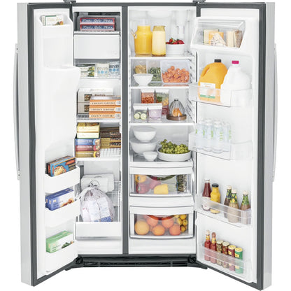 Refrigerador de dos puertas de 23.0 pies cúbicos en acero inoxidable resistente a huellas dactilares, profundidad estándar