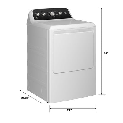 Secadora eléctrica ventilada de 7.2 pies cúbicos en color blanco con secado automático y rotación prolongada