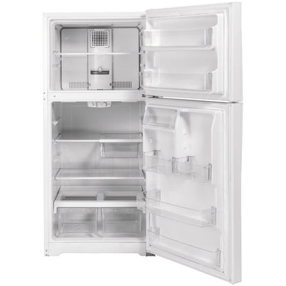 Refrigerador blanco de 19.2 pies cúbicos con congelador superior, listo para garaje