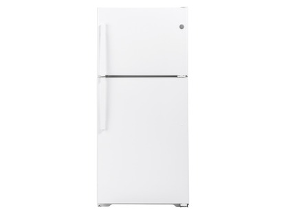 Refrigerador blanco de 19.2 pies cúbicos con congelador superior, listo para garaje