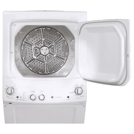 GE Stacked Laundry Center with 3.8-cu ft Top load Washer and Electric 5.9-cu ft Dryer