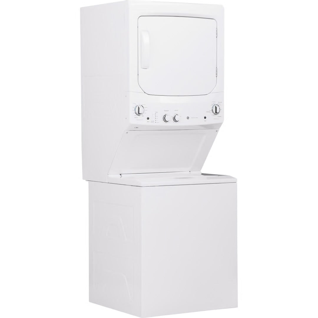 GE Stacked Laundry Center with 3.8-cu ft Top load Washer and Electric 5.9-cu ft Dryer