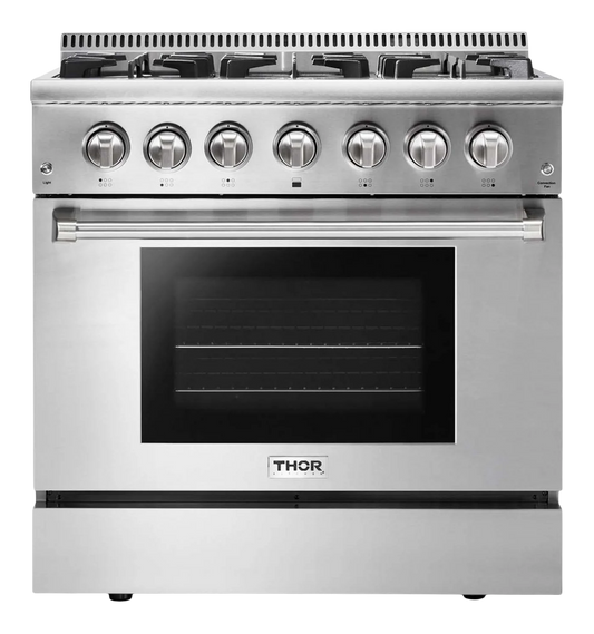 36-in Standard 6 burners Convection Oven Freestanding Dual Fuel Range (Stainless Steel)