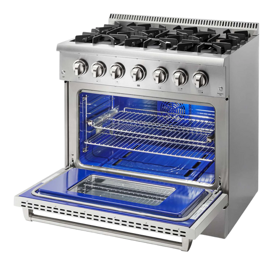 36-in Standard 6 burners Convection Oven Freestanding Dual Fuel Range (Stainless Steel)