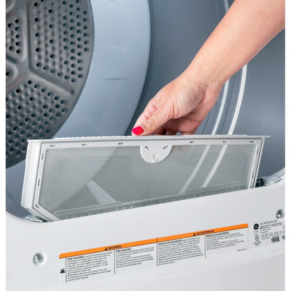 Secadora eléctrica ventilada de 6.2 pies cúbicos en color blanco con secado automático