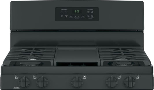 30 in. 5.0 cu. ft. Freestanding Gas Range in Black with Griddle