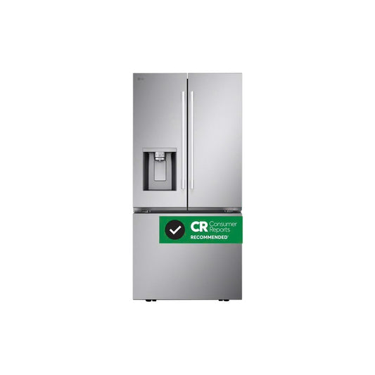 33 in. 25.1 Cu. Ft. Standard Depth French Door Refrigerator in Print Proof Stainless Steel with Filtered Ice and Water