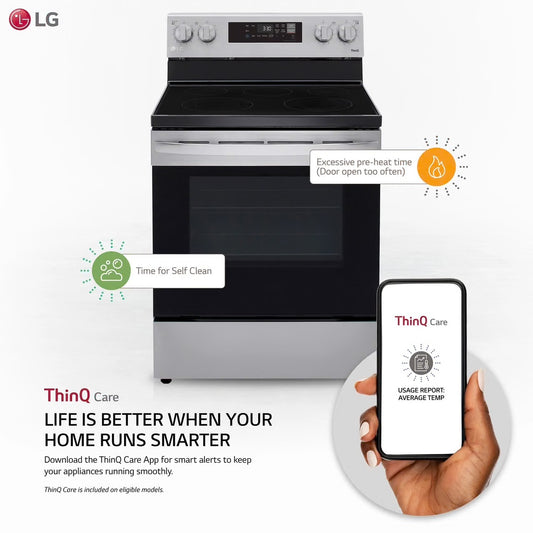 6.3 cu.ft. Single Oven Electric Range with EasyClean, Wi-Fi Enabled in Stainless Steel