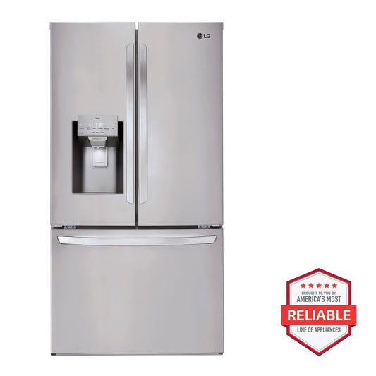 28 cu. ft. 3 Door French Door Refrigerator with Ice and Water with Single Ice in Stainless Standard Depth