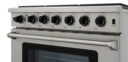 Cocina a gas natural independiente de 36 pulgadas, 6 quemadores y 6.0 pies cúbicos (acero inoxidable) 