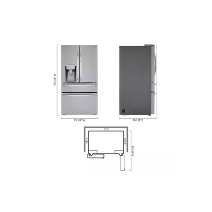 Refrigerador de 30 pies cúbicos con puerta francesa, 4 puertas, puerta en puerta, cajón convertible, hielo artesanal en acero inoxidable PrintProof