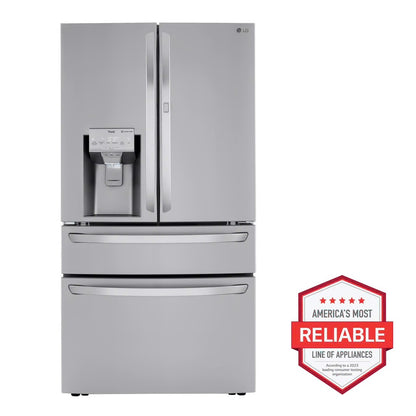 Refrigerador de 30 pies cúbicos con puerta francesa, 4 puertas, puerta en puerta, cajón convertible, hielo artesanal en acero inoxidable PrintProof