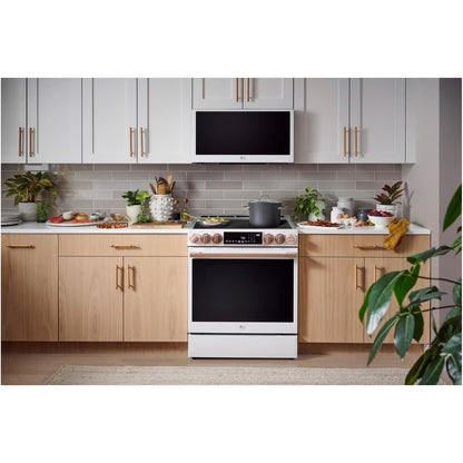 STUDIO 6.3 cu. ft. SMART Slide-In Electric Range in Essence White with Instaview, ProBake, Air Fry and Air Sous Vide OUTLET