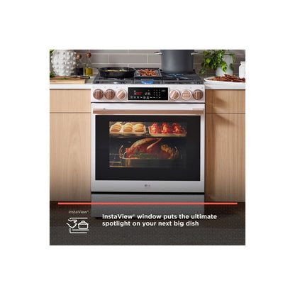 STUDIO 6.3 cu. ft. SMART Slide-In Electric Range in Essence White with Instaview, ProBake, Air Fry and Air Sous Vide OUTLET