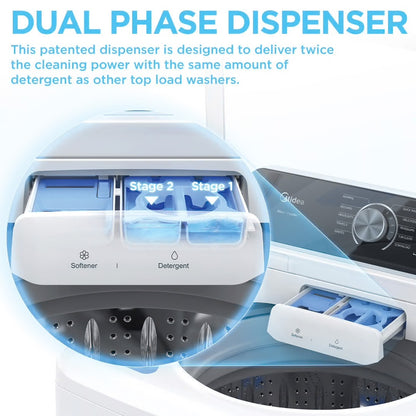 4.4 CF Top Load Washer, Agitator, Stainless Tub - White