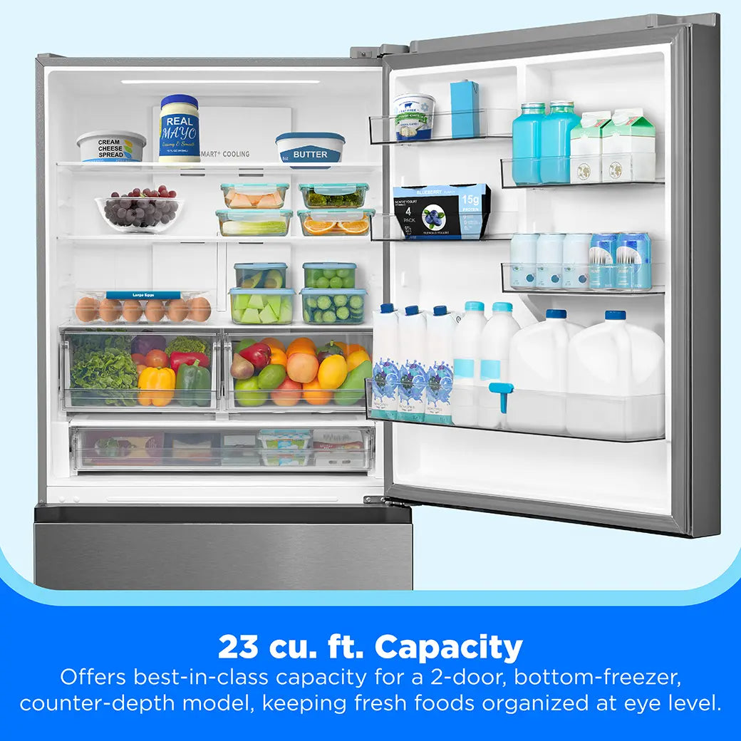 23 cu. ft. Counter-Depth Bottom-Freezer Refrigerator (Stainless Steel)