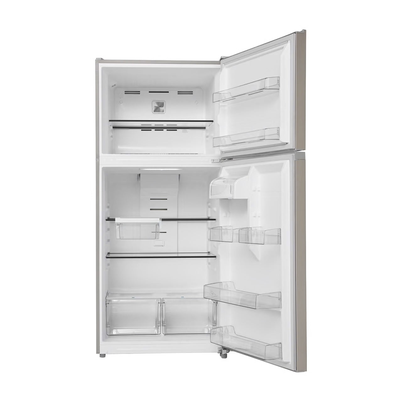 21 CF Top Mount Refrigerator, Glass Shelves, Ice Maker Ready, ESTAR - Stainless