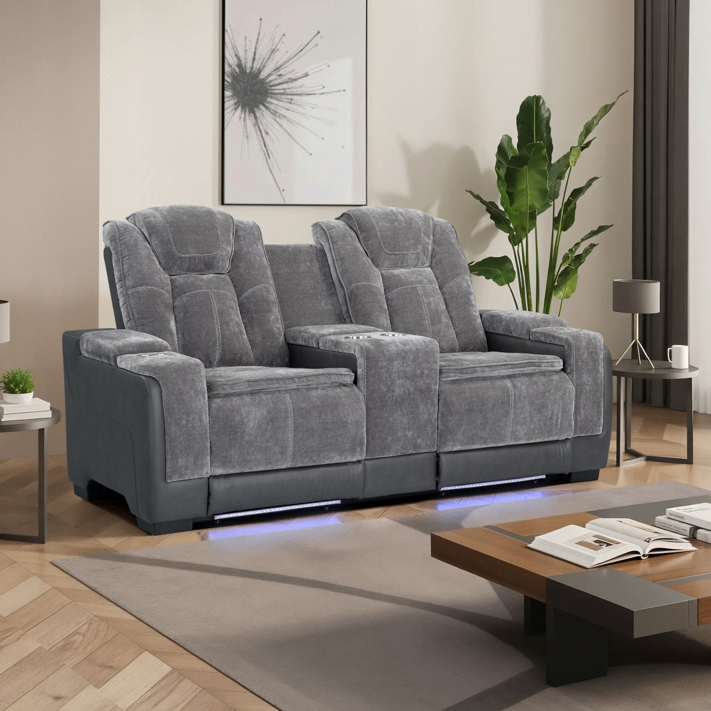Lex Double Power Reclining Console Loveseat