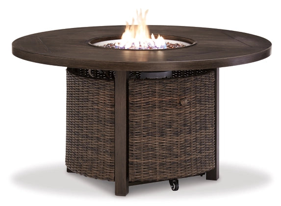 Outdoor Sofa and 2 Lounge Chairs With Fire Pit Table