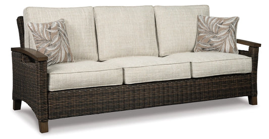 Outdoor Sofa and 2 Lounge Chairs With Fire Pit Table