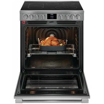 Cocina eléctrica deslizable profesional de 30 pulgadas con 5 elementos en acero inoxidable, freidora de aire y convección total