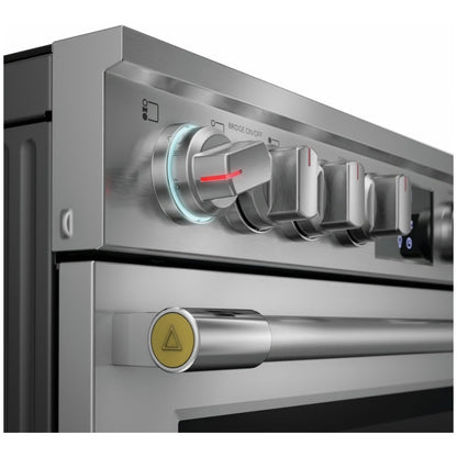 Cocina eléctrica deslizable profesional de 30 pulgadas con 5 elementos en acero inoxidable, freidora de aire y convección total